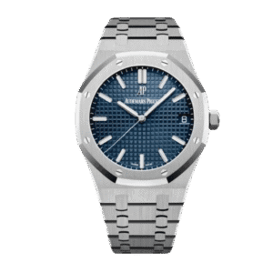 ساعه AUDEMARS PIGUET ROYAL OAK أوديمار بيغيه رويال أووك ميرور أوريجنال بلون ازرق وسير فضى من المعدن للرجال