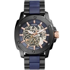 me3133-fossil-watch-men-blue-dial-stainless-steel-rubber-black-blue-strap-automatic-analog-modern-machine